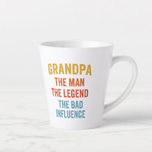 Grandpa Man Legend Bad Influence Illustration Latte Mug