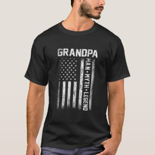 Grandpa Man Myth Legend American Flag Father's Day T-Shirt