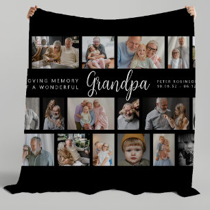 Grandpa Memorial 18 Photo Collage Fleece Blanket