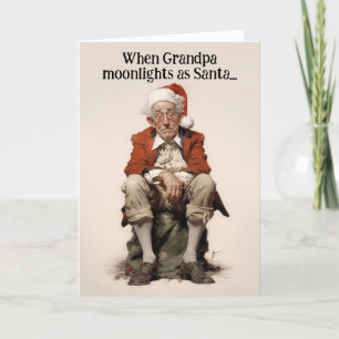 Grandpa Moonlights as Santa Christmas Card