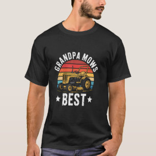 Grandpa Mows Best Funny Lawn Care Mowing Gardener T-Shirt