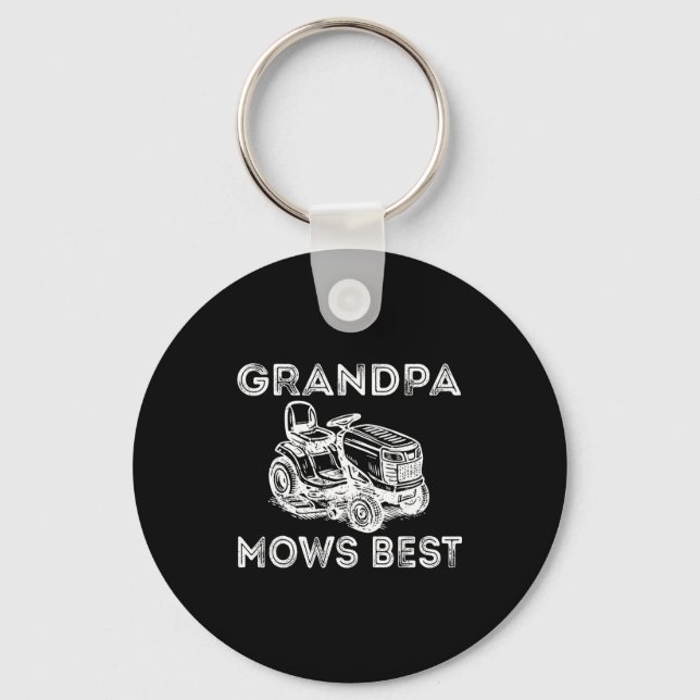 Grandpa Mows Funny Lawn Mower Father's Day Papa  Key Ring (Front)