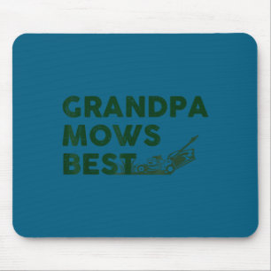 Grandpa mows vintage lawn mowing gardener father's mouse pad