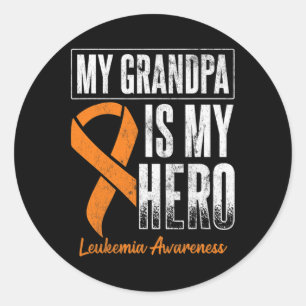 Grandpa My Hero Leukaemia Cancer Leukaemia Awarene Classic Round Sticker