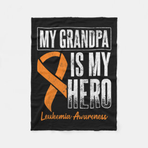 Grandpa My Hero Leukaemia Cancer Leukaemia Awarene Fleece Blanket