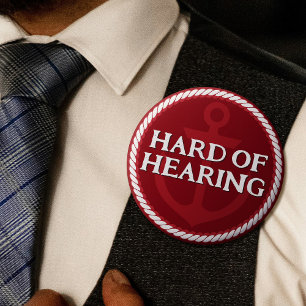 Grandpa Nautical Red Anchor Hard of Hearing 6 Cm Round Badge