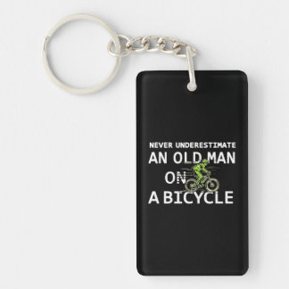 Grandpa Never Underestimate Old Man Bicycle Bike Key Ring