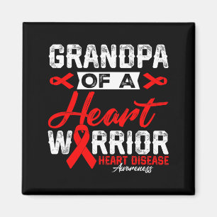 Grandpa Of A Heart Warrior Heart Disease Red Ribbo Magnet