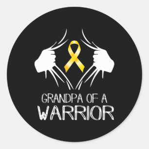 Grandpa Of A Warrior Childhood Cancer Awareness Ri Classic Round Sticker