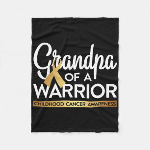 Grandpa Of A Warrior Childhood Cancer Gold Ribbon Fleece Blanket