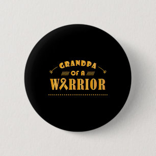 Grandpa Of A Warrior Childhood Cancer Ribbon Aware 6 Cm Round Badge