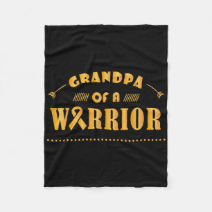 Grandpa Of A Warrior Childhood Cancer Ribbon Aware Fleece Blanket
