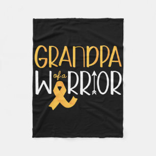 Grandpa Of A Warrior I Childhood Cancer Awareness  Fleece Blanket