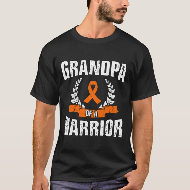 Grandpa Of A Warrior Leukaemia Awareness  T-Shirt (Front)