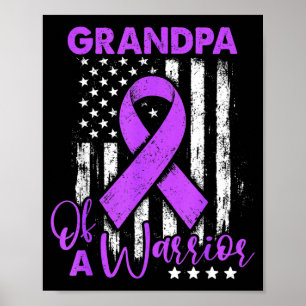 Grandpa Of A Warrior Pancreatic Cancer Awareness Poster