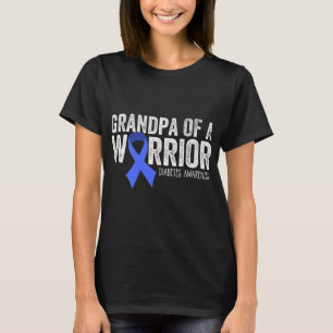 Grandpa Of A Warrior T1d Diabetic Blue Ribbon Supp T-Shirt