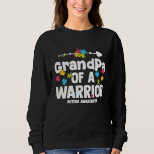 GrandPa of a Warriors Autism Family Puzzle Awarene Sweatshirt