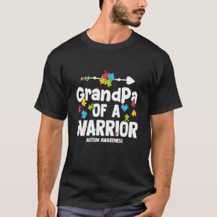GrandPa of a Warriors Autism Family Puzzle Awarene T-Shirt