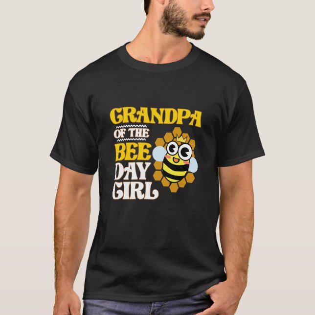 Grandpa Of Bee Day Girl Honey Beekeeper Beekeeping T-Shirt (Front)