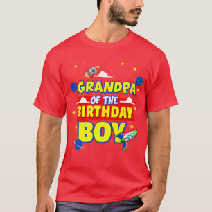 Grandpa Of Birthday Astronaut Boy Outer Space Them T-Shirt