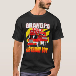 Grandpa Of Birthday Boy Birthday Fire Truck T-Shirt