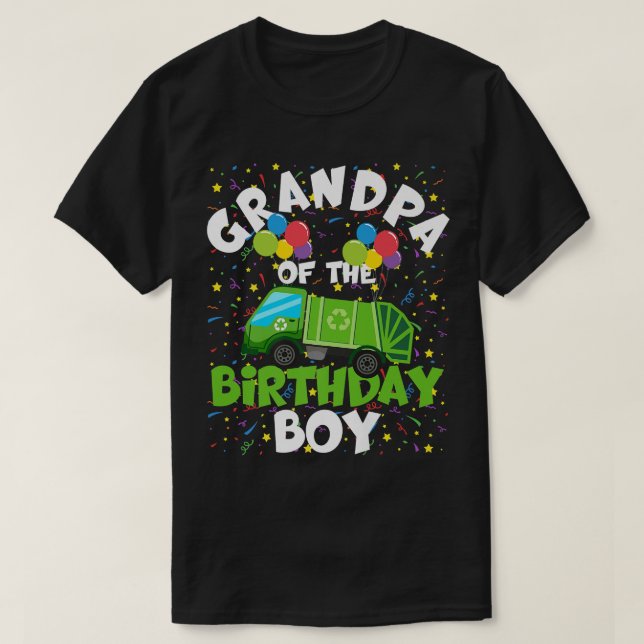 Grandpa Of Birthday Boy Matching Garbage Truck The T-Shirt (Design Front)