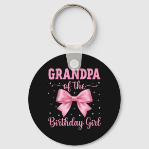 Grandpa of Birthday Girl Coquette Bow Party Family Key Ring