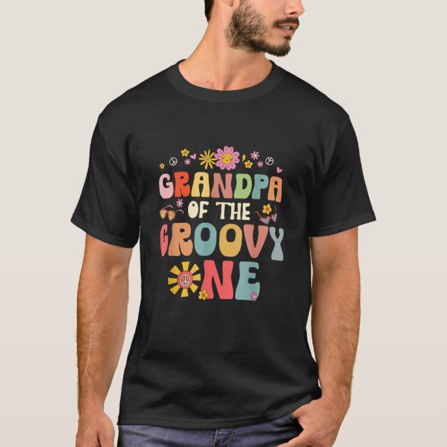 Grandpa Of Groovy One Matching Family Birthday Par T-Shirt (Front)