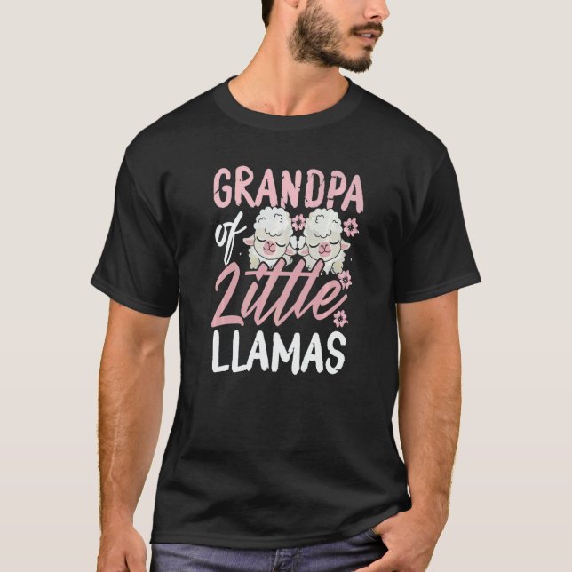Grandpa of Little Llamas New Born Twin Girls Grand T-Shirt (Front)