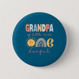 Grandpa Of Little Miss Onederful First Birthday Bo 6 Cm Round Badge