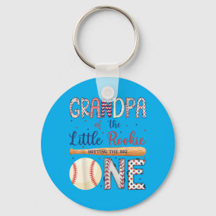 Grandpa Of One Little Rookie Baseball 1st Birthday Key Ring