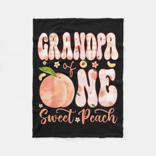 Grandpa Of One Sweet Peach 1st Birthday Girl Party Fleece Blanket