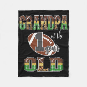 Grandpa Of The 1 Year Old Football 1st Year Down B Fleece Blanket