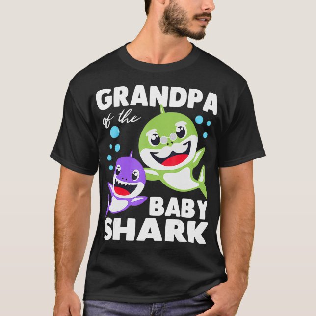 Grandpa Of The Baby Shark Birthday Grandpa Shark   T-Shirt (Front)