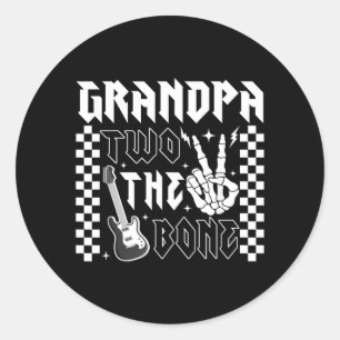 Grandpa Of The Bad Two The Bone Birthday 2 Years Classic Round Sticker