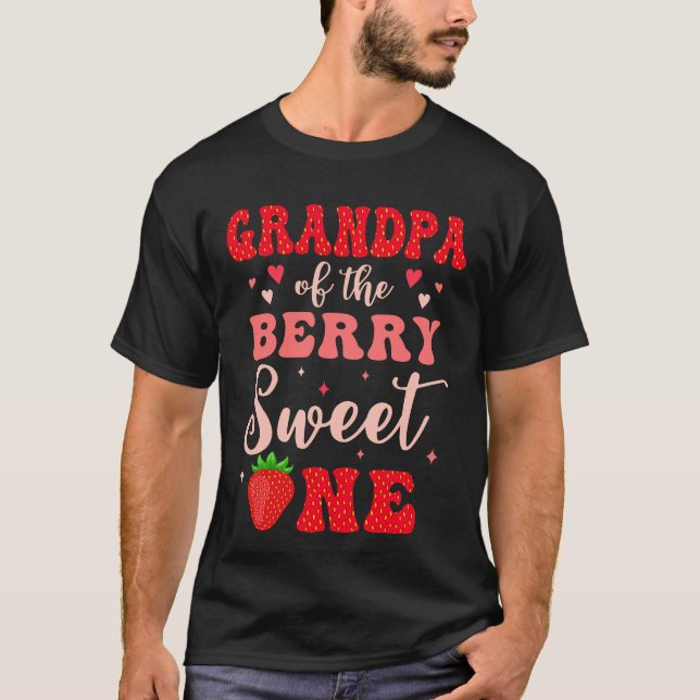 Grandpa Of The Berry Sweet One Strawberry 1st Birt T-Shirt (Front)
