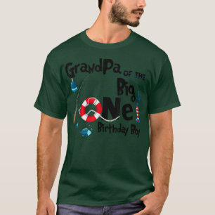 Grandpa of the Big One 1Year Boy Fishing funny Bir T-Shirt