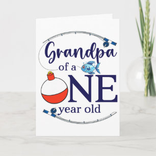 Grandpa Of The Big One Fishing Boy First Birthday  Card