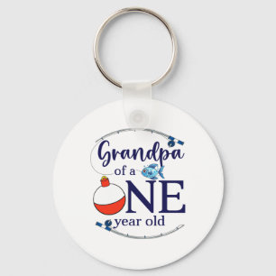 Grandpa Of The Big One Fishing Boy First Birthday Key Ring