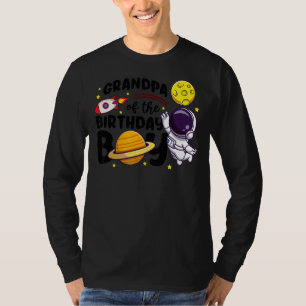 Grandpa Of The Birthday Astronaut Boy Outer Space T-Shirt