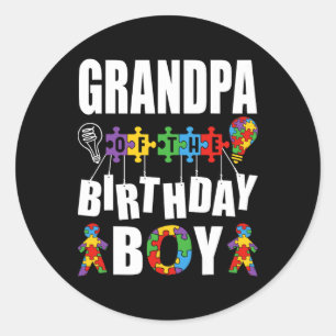 Grandpa Of The Birthday Boy Autism Awareness Celeb Classic Round Sticker