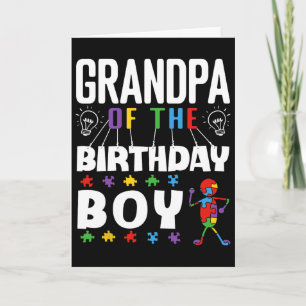 Grandpa Of The Birthday Boy Autism Awareness Puzzl Card