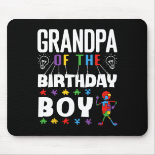 Grandpa Of The Birthday Boy Autism Awareness Puzzl Mouse Pad