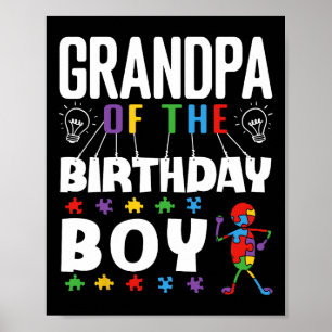 Grandpa Of The Birthday Boy Autism Awareness Puzzl Poster
