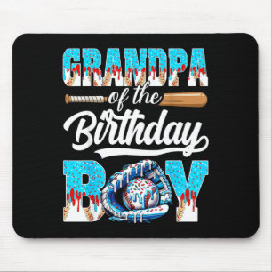 Grandpa of The Birthday Boy Baseball Ice Cream Mouse Pad