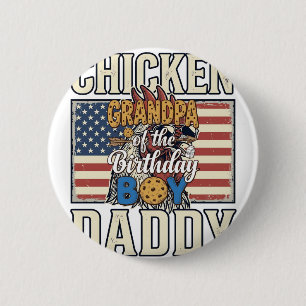 Grandpa of the Birthday Boy Cookie Milk Shirt Desi 6 Cm Round Badge