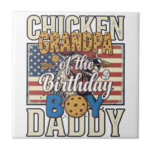 Grandpa of the Birthday Boy Cookie Milk Shirt Desi Ceramic Tile