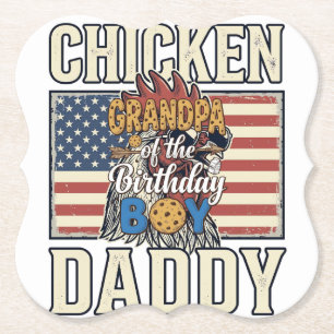 Grandpa of the Birthday Boy Cookie Milk Shirt Desi Paper Coaster