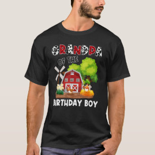 Grandpa Of The Birthday Boy Farming Cow Family Mat T-Shirt