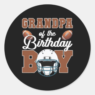 Grandpa Of The Birthday Boy Football Party Family Classic Round Sticker
